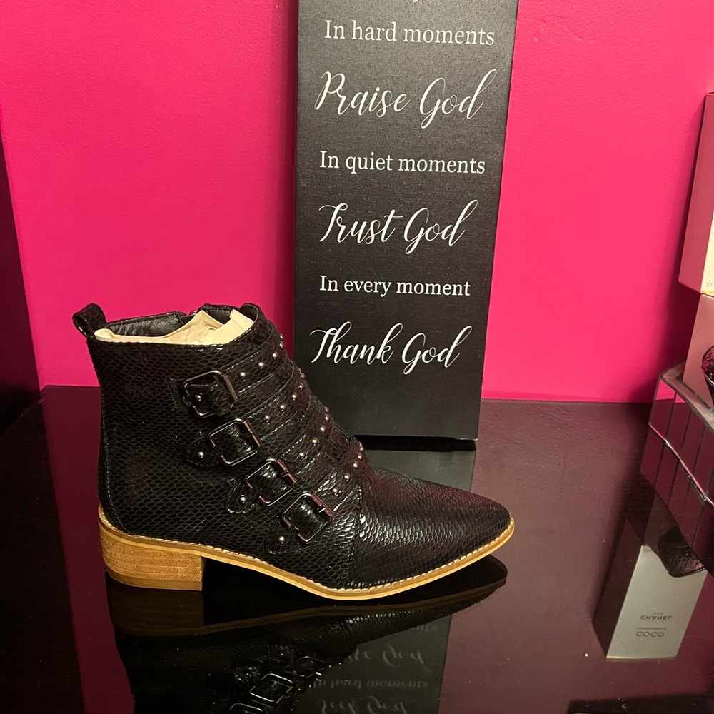 New Black Textured Vegan Bootie